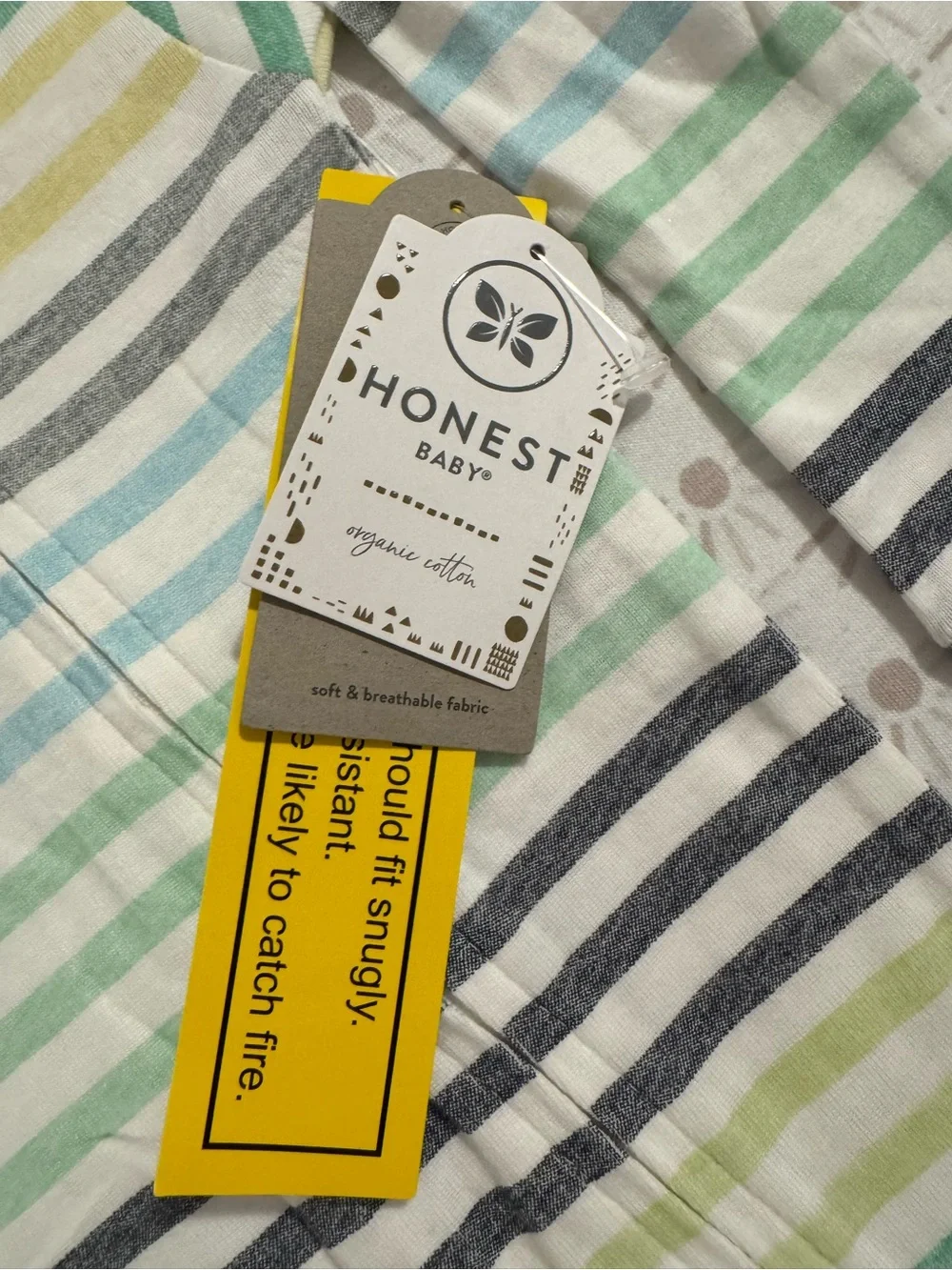 NWT Honest Co organic cotton Striped Footed One-Piece Pajama